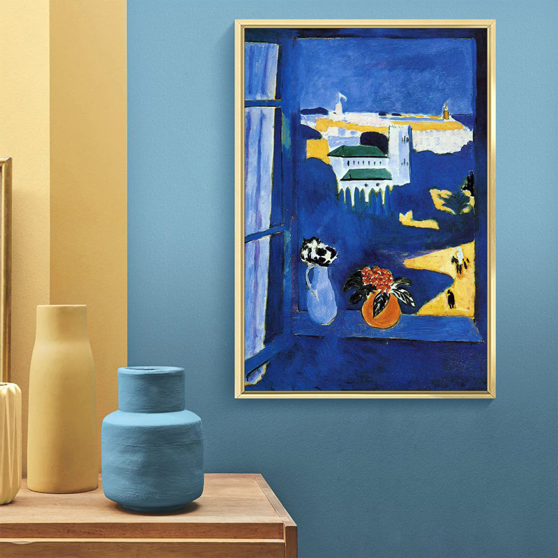 Matisse esthétique abstraite - peinture sur toile, H 16 po x l 12 po x P 1,5 po, Encadrement doré