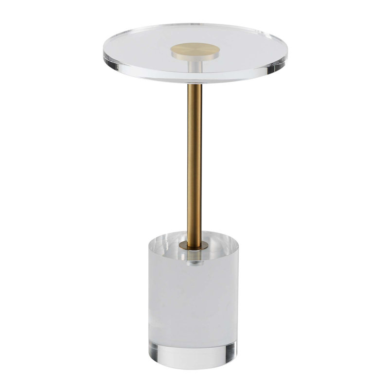 Table de bout en acrylique transparent avec accents métalliques et design spacieux