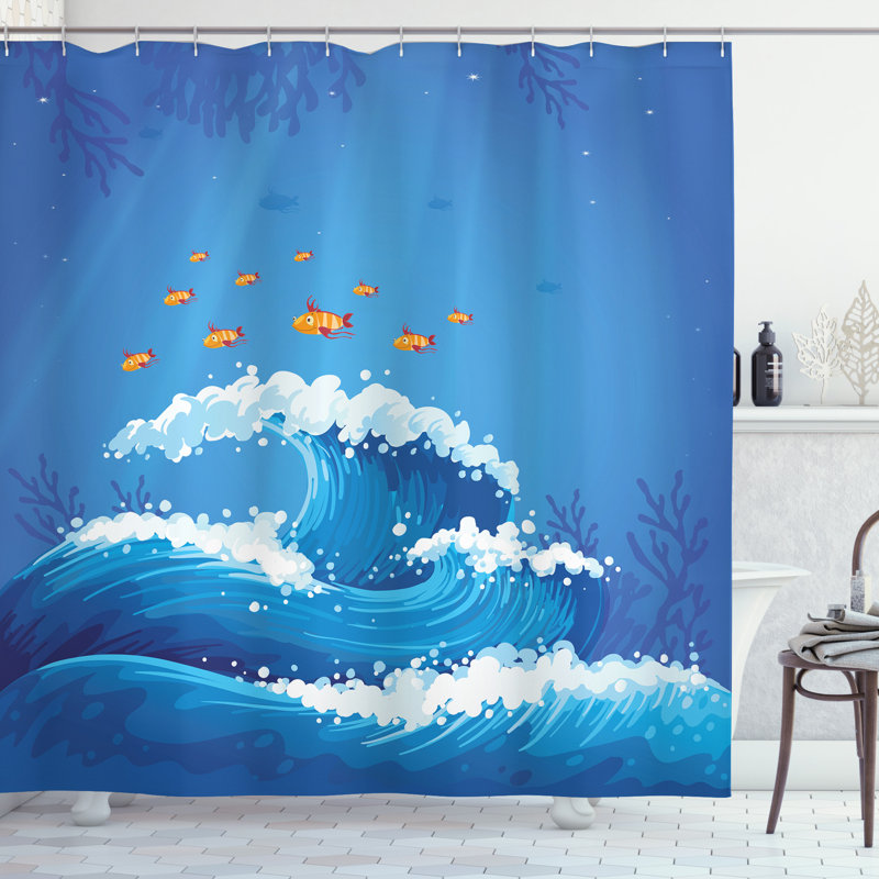 Shower Curtain with Hooks Included, 69" H x 105" W