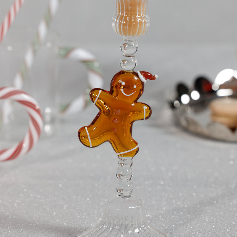 Holiday Gingerbread Taper Candle Holders, Set of 4