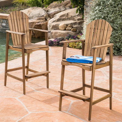 Bois naturel teinté, lot de 2, idéal pour terrasse, jardin et espaces intérieurs. Assise haute à lattes - Design extérieur et finition décorative pour jardin.