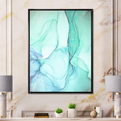 «Turquoise and Green Marble Waves II», œuvre d'art moderne sur toile
