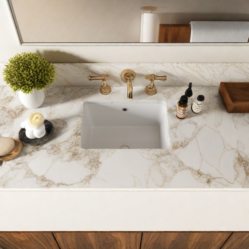 APRESSHUI 12'' Ceramic Rectangular Bathroom Sink with Overflow