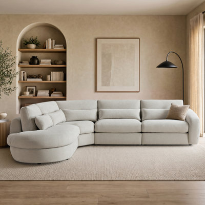 139'' Modular Sofa With Ergonomic Design And Plush Feather-Blend Cushions