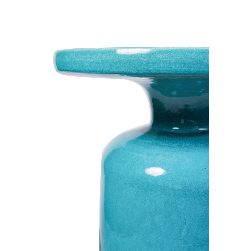 Bottle Outdoor Round Side Table, Aquamarine Gloss