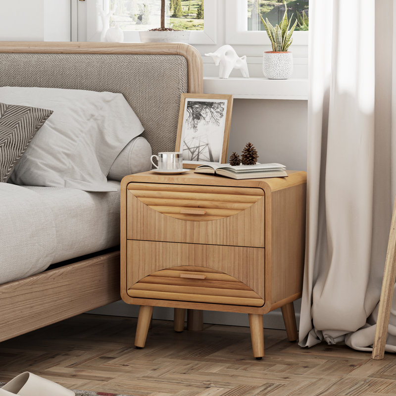 Braughton Farmhouse Rustic 2-Drawer Nightstand