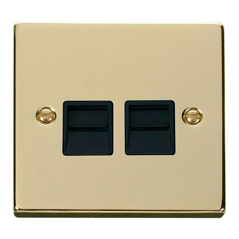 Polished Brass Secondary Telephone Twin Socket