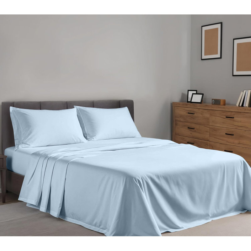 100% Cotton Sheets Sets Soft Crispy Percale Cooling Sheets 16 Inch Deep Pocket Bed Sheets, Queen Sheet Set with 2 Pillowcase