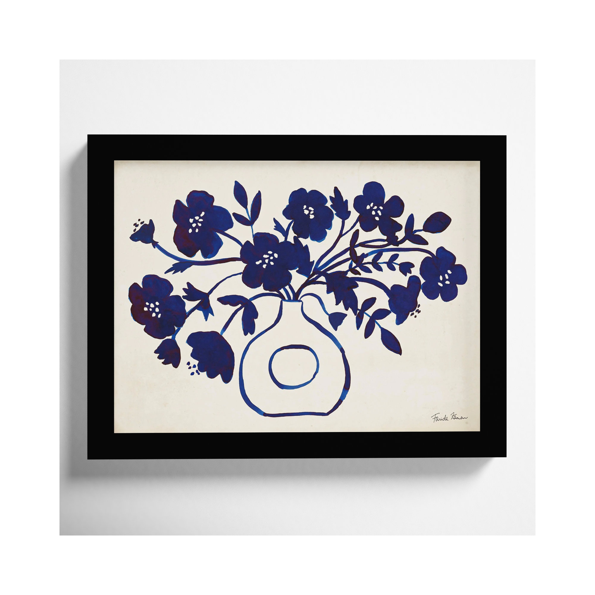 Modern Blue by Farida Zaman, 10" H x 13" W x 1" D, Black