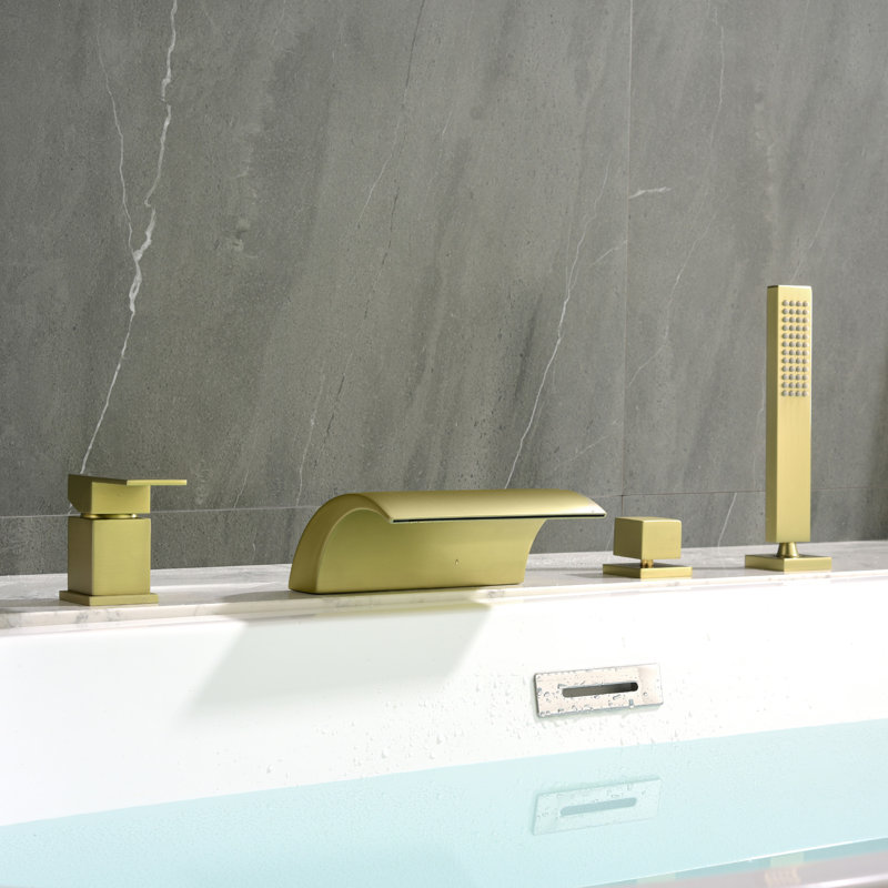 Robinet de baignoire romaine à deux poignées, Or brossé