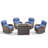 Outdoor Patio Multiple Swivel Rocking Chairs Seating Group With Wicker Fire Pit Table-733966375-733966372