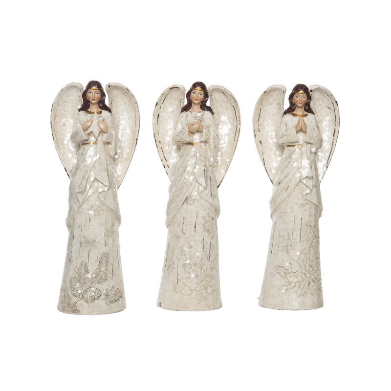  Ensemble de 3 grandes décorations de Noël en forme d'ange poinsettia