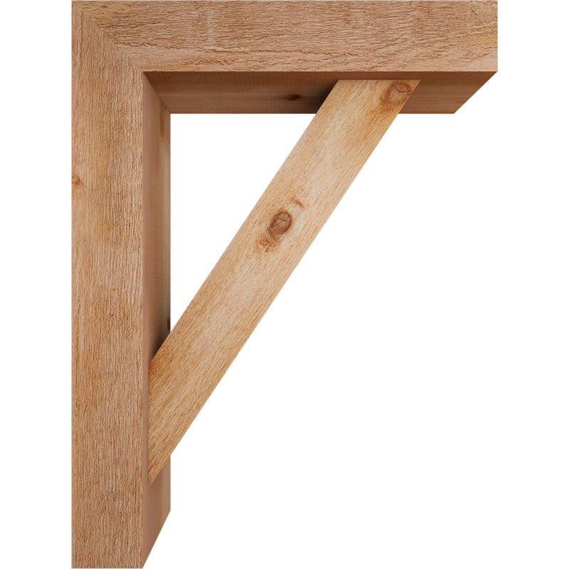 Traditional Block Bracket w/ Offset Brace, 32 x 24, 6"W Western Red Cedar (Rough Sawn)