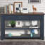 Console en bois de pin massif 48 po, table d'appoint moderne avec 3 tiroirs de rangement et 2 tablettes. Facile à assembler (noir)-492234154-492234155