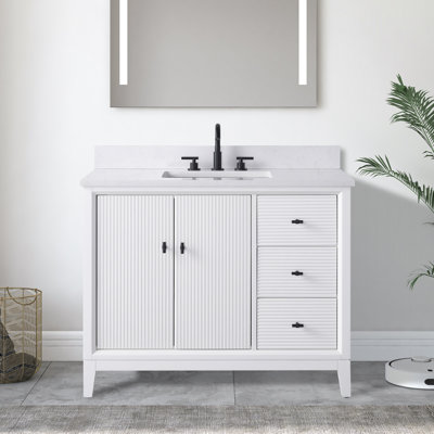 Meuble-lavabo autoportant à simple cuve 42 po avec plateau en marbre Caldwell