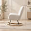 Fauteuil à bascule ergonomique Comfy Teddy en tissu doux avec poche de rangement latérale, idéal pour l'allaitement, avec base en bois massif. Fauteuil d'appoint polyvalent pour le salon et la chambre d'enfant. Blanc.-527790433-527790432