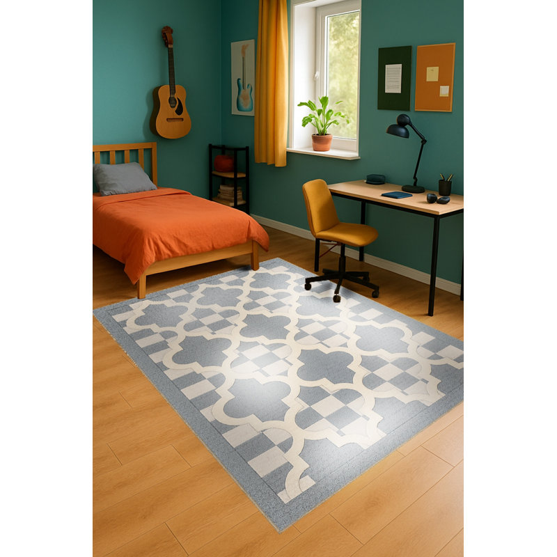 Tapis gris tissé à motif lavable Mosso, 2'6" x 4'11"