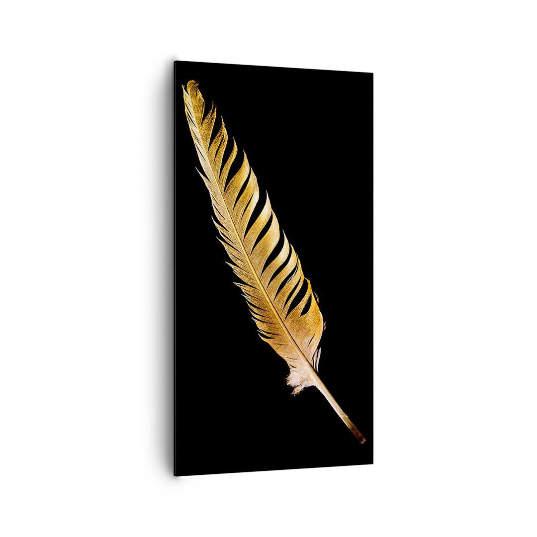 Leinwandbild Golden Feather Black