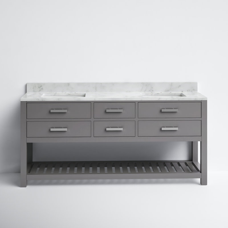 Cronin 72'' Double Bathroom Vanity with Marble Top, Cashmere Gray