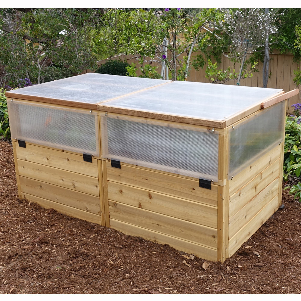 8 ft. W x 8 ft. D Cedar Garden in A Box with Greenhouse Covering Outdoor Living Today