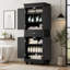 Armoire de rangement haute pour salle de bain avec étagères réglables, tiroirs, 4 portes et poignée en métal-43617836