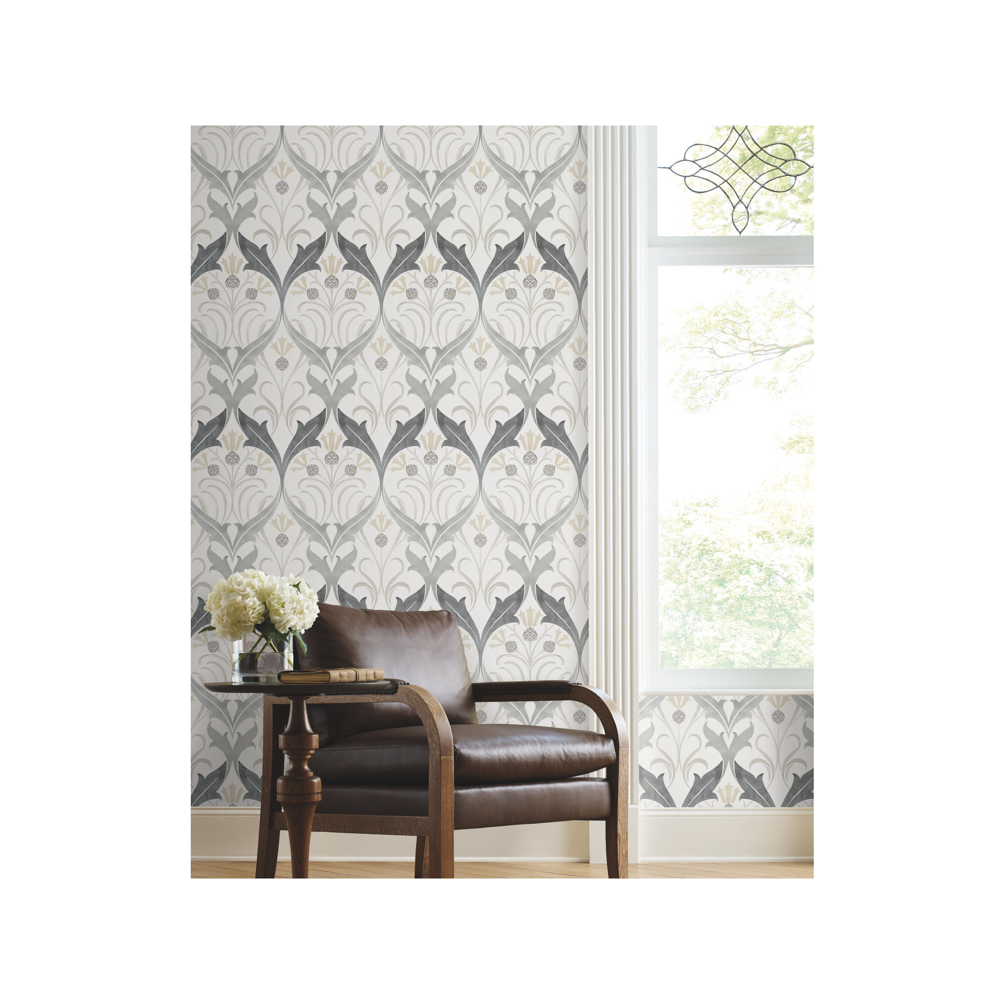 Harmon Floral Wallpaper, Charcoal