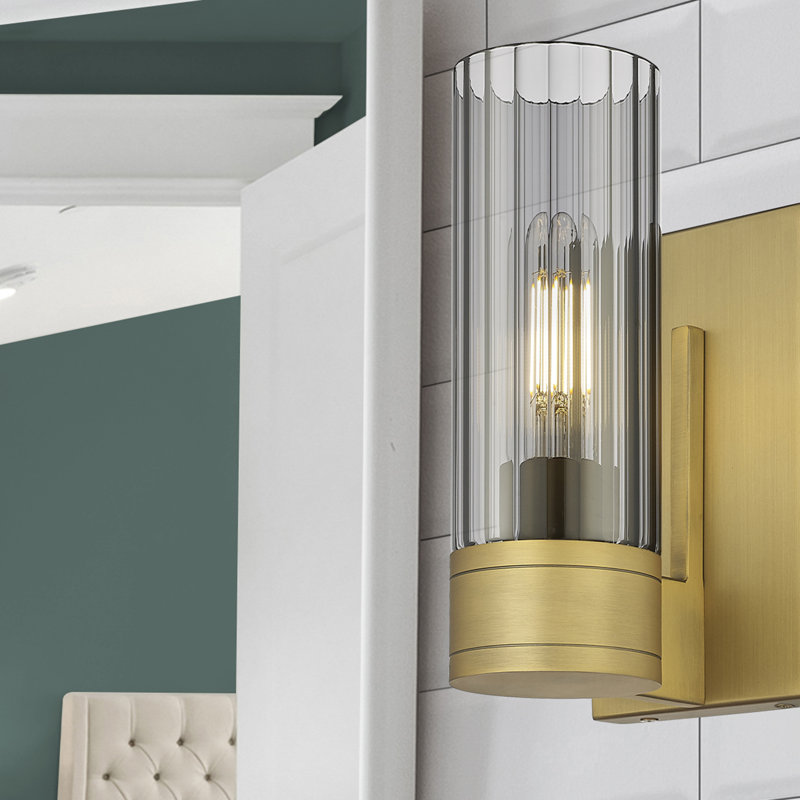 Applique murale 11 po Empire, Laiton brossé, Plaqué couleur fumée, H 9,5 po x l 5,5 po x P 3,13 po