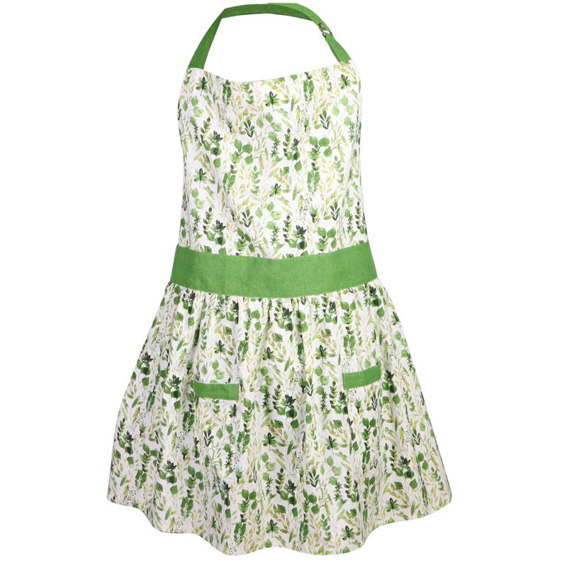 Floral Cotton Bib Apron, 86" L x 68" W