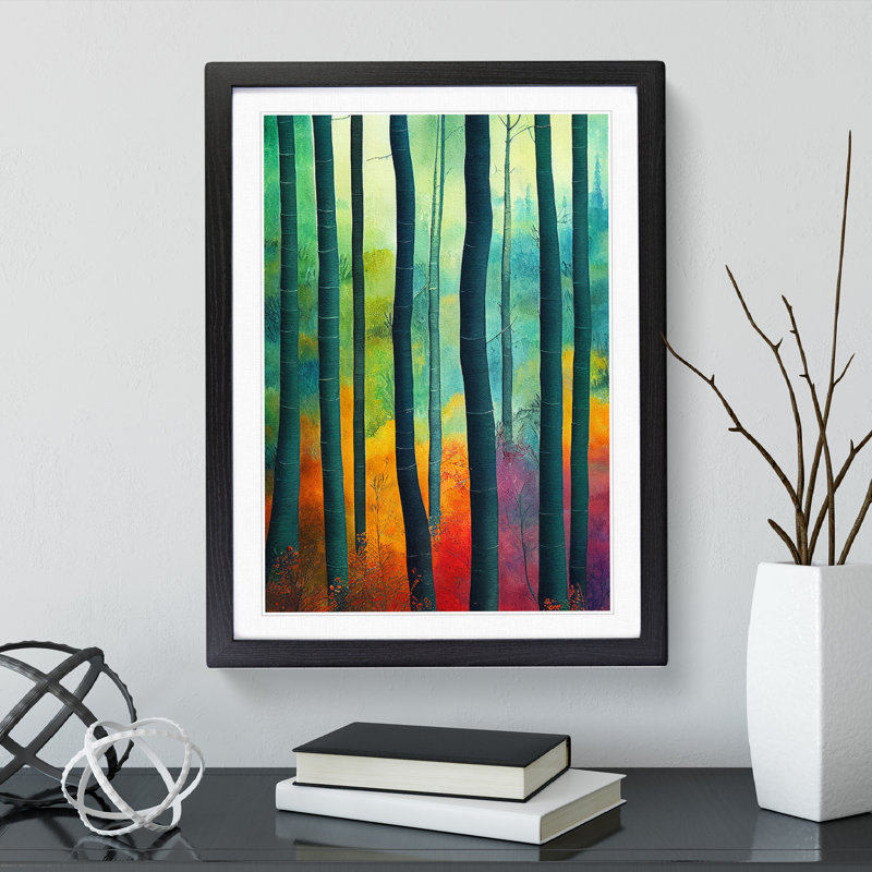 Forest In Colour No.3 - Single Picture Frame Painting, 64cm H x 46cm W x 2cm D, Black