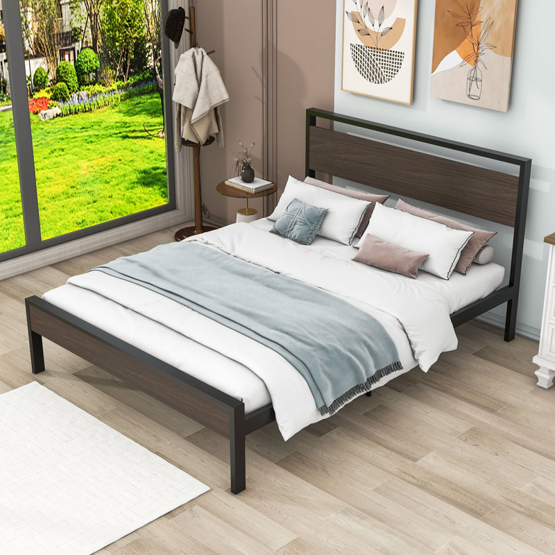 Arusha Metal Platform Bed, Queen, Black Walnut
