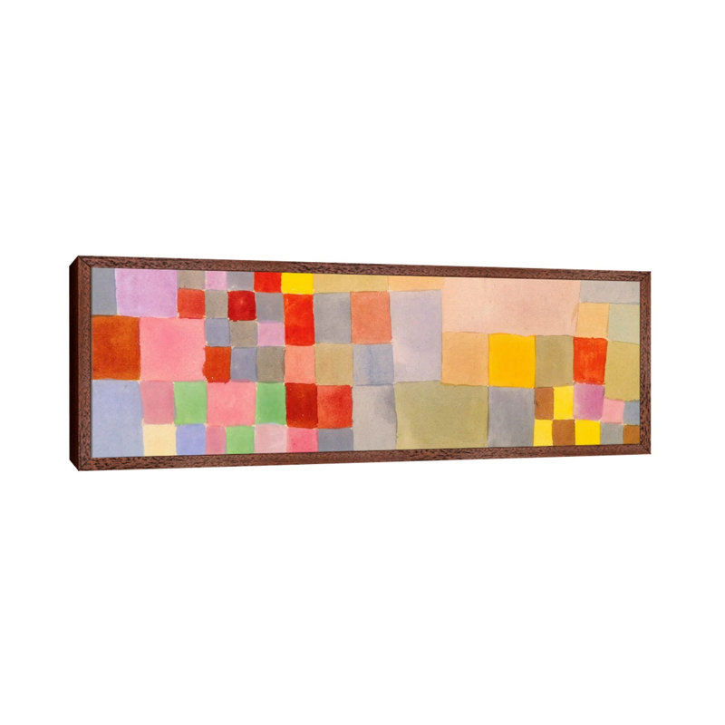 Flora On The Sand by Paul Klee - Floater Frame Panoramic Painting on Canvas, 30.48 cm H x 91.44 cm W, Brown