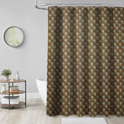 Handmade Bath Curtain – Traditional Indian Block Print, Rohini, Chocolate Brown