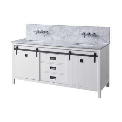 72'' Double Bathroom Vanity with Marble Top
