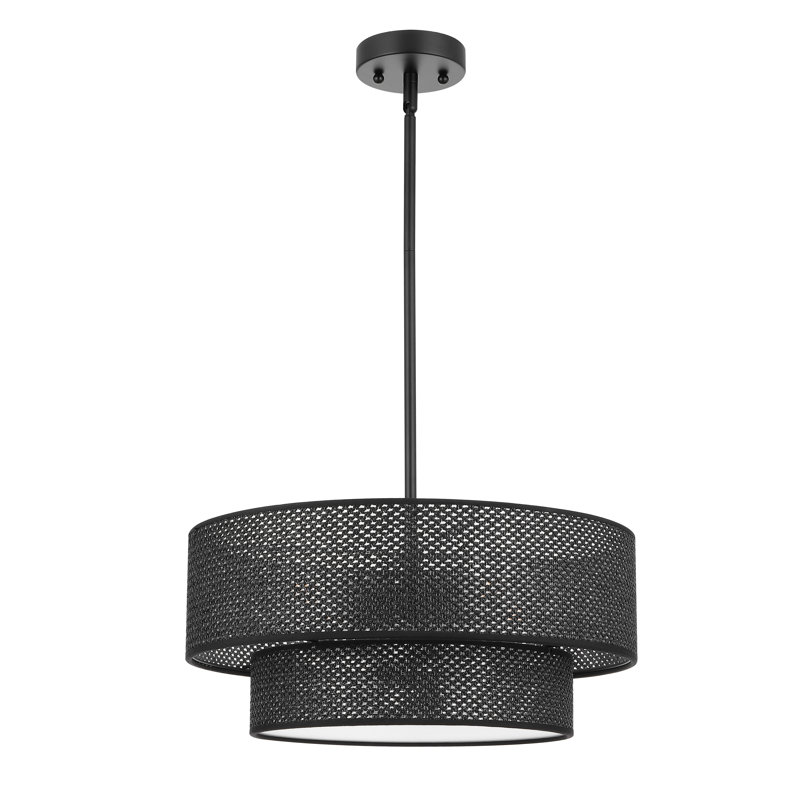 Rabeeah 4-Light Dimmable Drum Chandelier, 8" H x 18" W x 18" D, Black