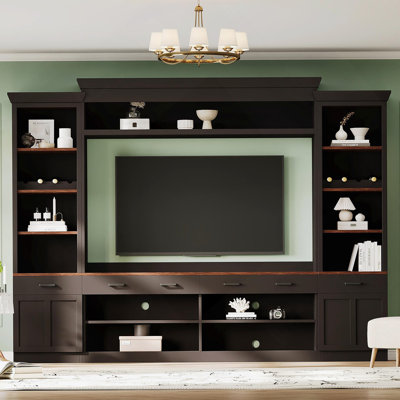 Entertainment Center With Shelf For Tvs Up To 70", Walnut TV Stand With Adjustable Shelves For Living Room