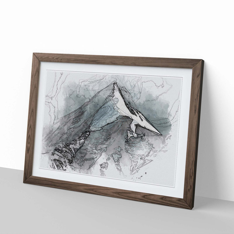 Snow Covered Mountain in India in Abstract - Picture Frame Graphic Art Print, Walnut Framed, 48cm H x 65cm W x 2cm D