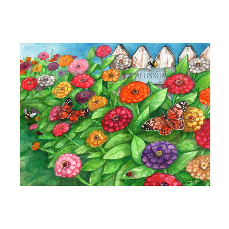 Art sur toile «Bolina Melinda Hipsher Zinnias», H 24 po x l 32 po