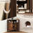Fluted Corner Accent Cabinet With Sliding Doors And Storage Shelf