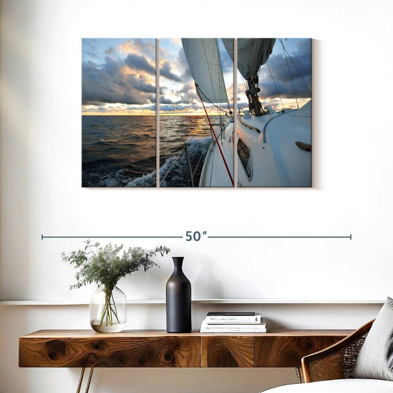Senne naviguant en pleine mer, H 24 po x l 38 po