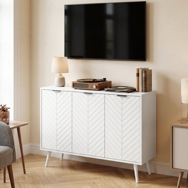 Buffet 36 po, armoire avec tablettes réglables, blanc