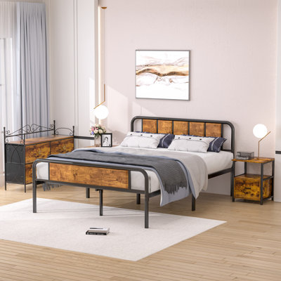 Kempst 4 Piece Queen Size Bedroom Set, Queen Platform Bed Frame, 5-Drawer Dresser and Nightstand Set