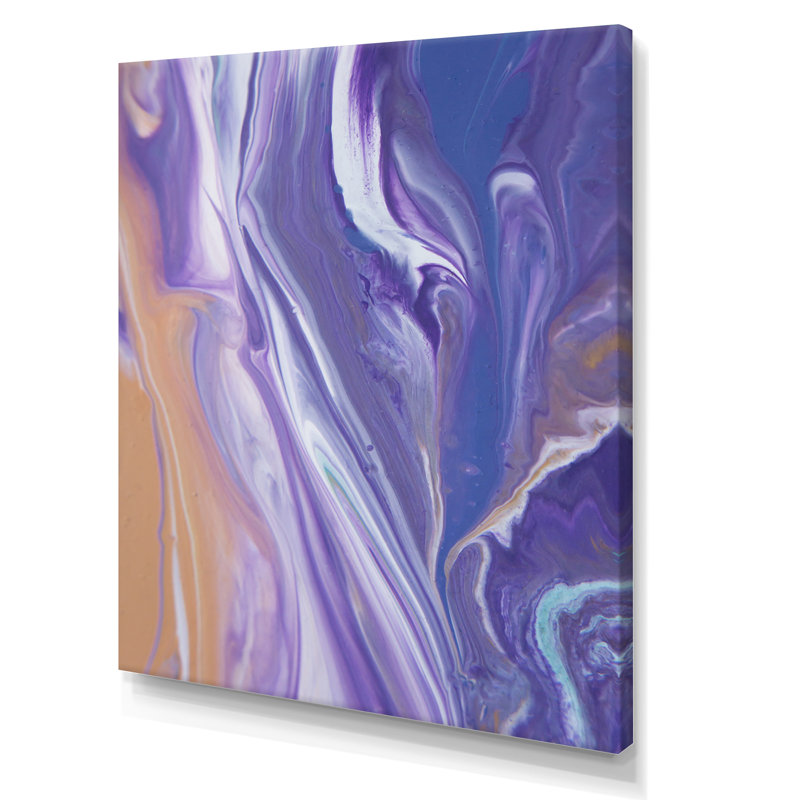 Marbre mauve luxueux, art fluide - décoration murale moderne sur toile, Toile tendue, H 12 po x l 20 po x P 1 po