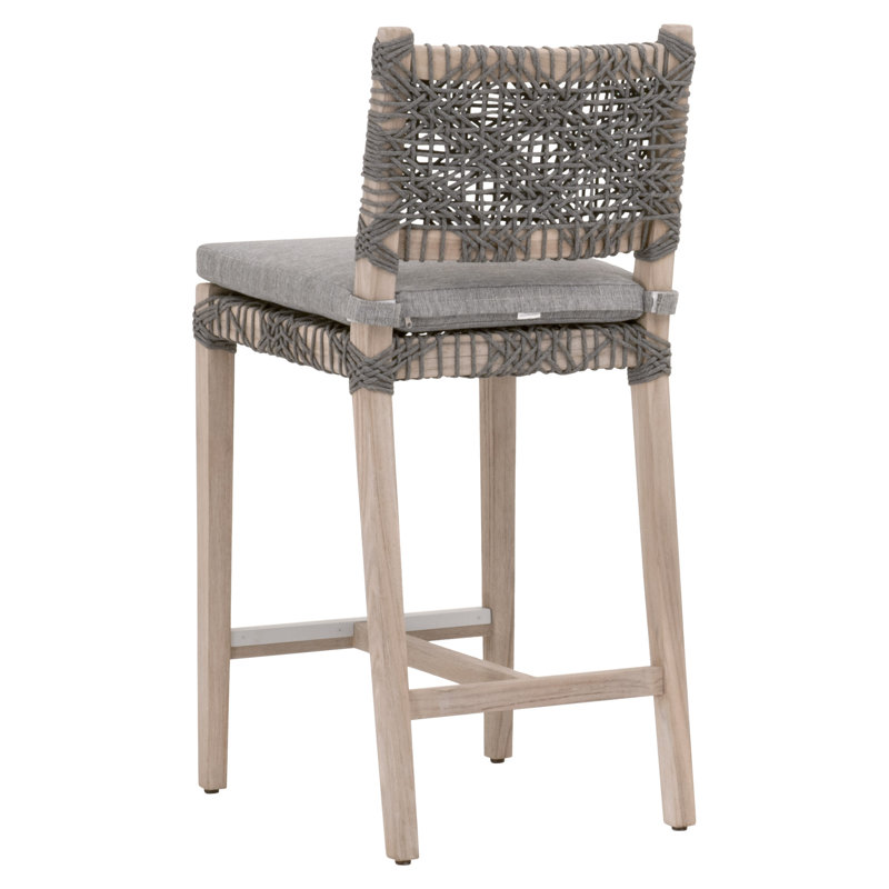 Dove Gray Teak and Rope Outdoor Counter Stool