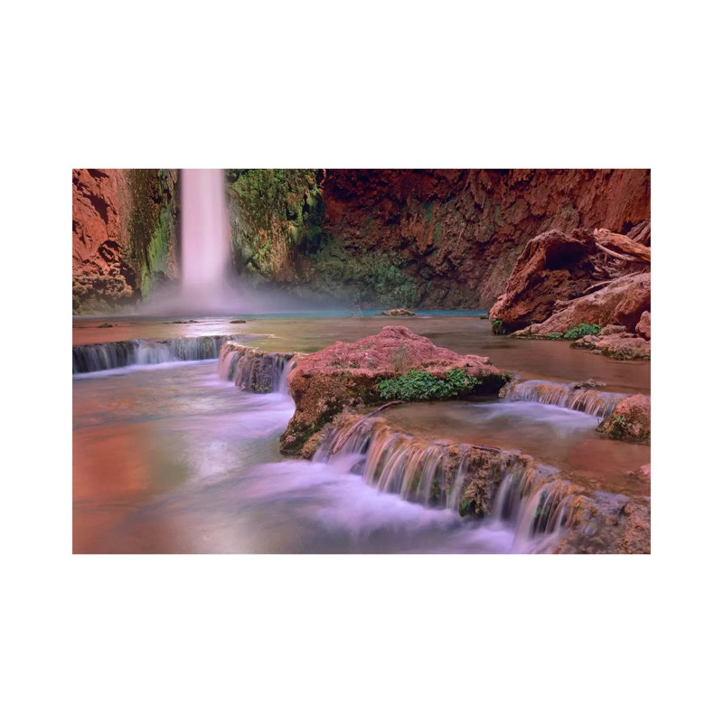 Mooney Falls Cascading Into Havasu Creek, Grand Canyon National Park, Arizona by Tim Fitzharris - Wrapped Canvas Print