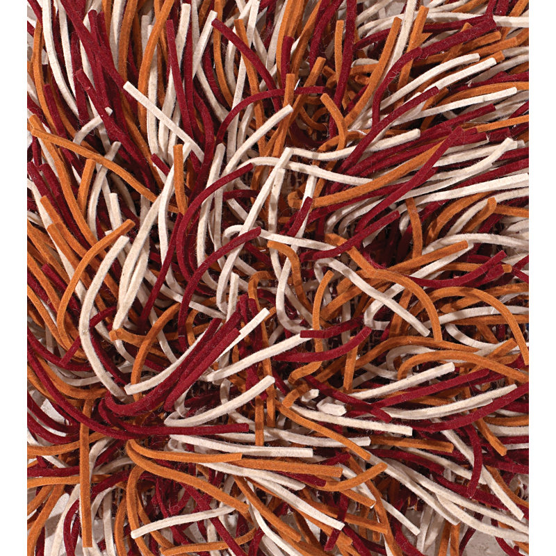 Tapis rouge / orange / crème Douglasville, Rond 7 pi 9 po