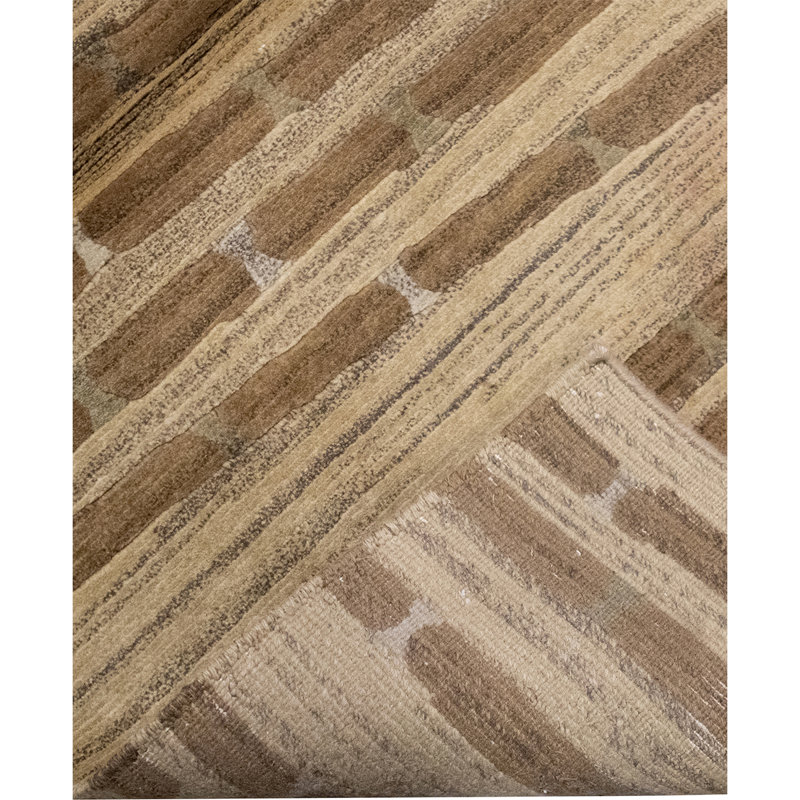 Hand Knotted Wool Area Rug in Gold