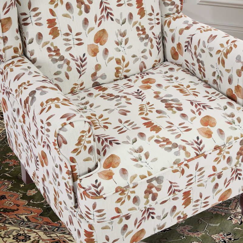Devonn Upholstered Accent Chair, Brown/White Floral
