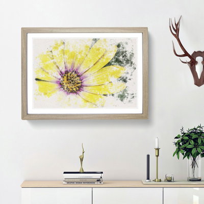 Yellow Gerbera Flower Watercolour - Framed Print