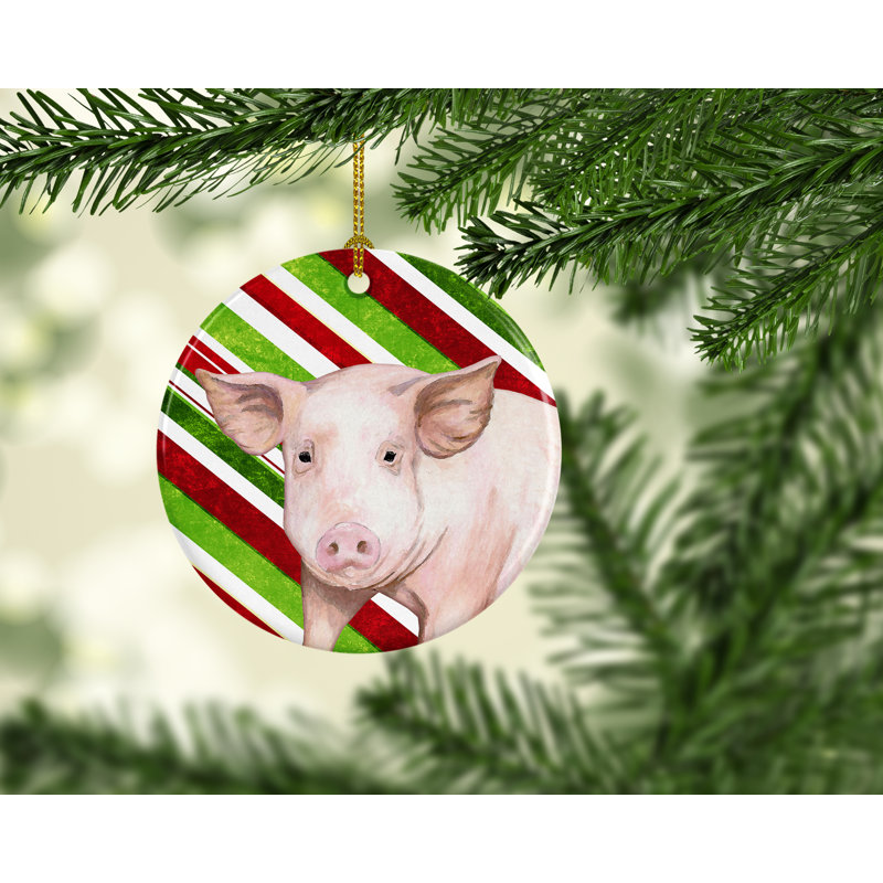 Ornement figurine suspendu en céramique porc fêtes