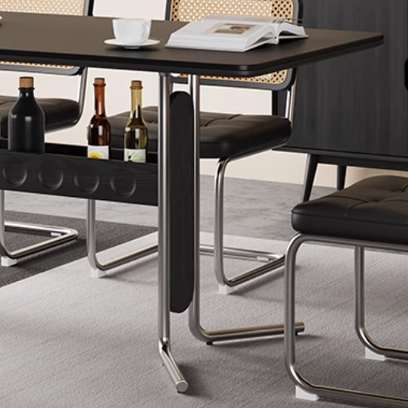 Modern Practical Storable Black Rock Slab Table, 29.52"H x 70.86"L x 31.49"W